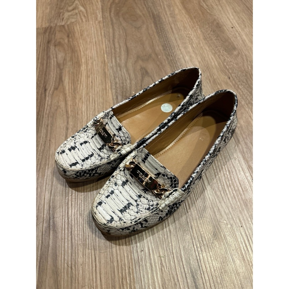 Coach Snakeskin Flats with Gold Accents 7.5